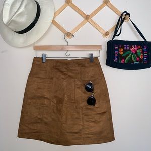 Suede Mini Skirt with Back Zipper
